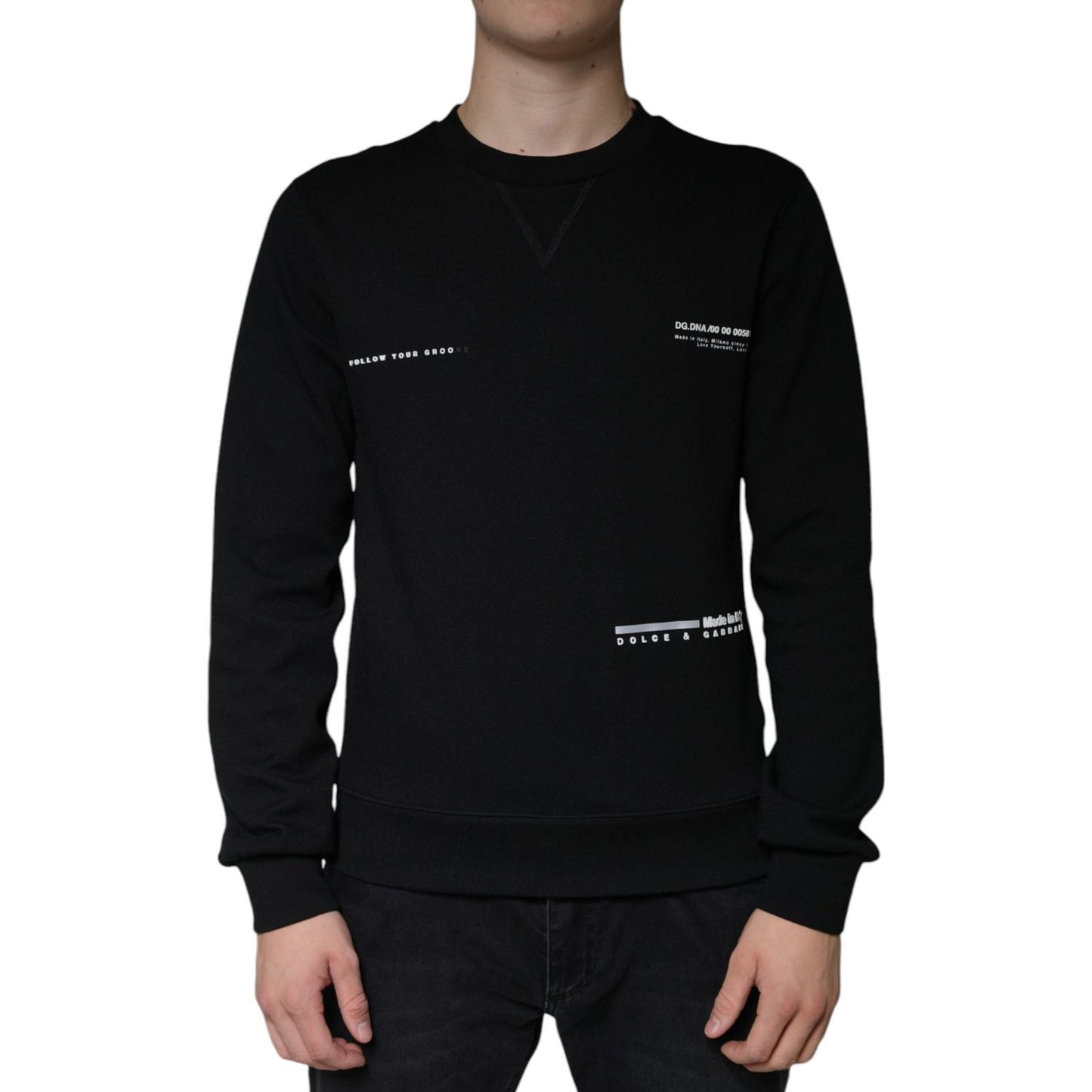 Dolce & Gabbana Black Logo Print CrewNeck Sweatshirt Sweater Dolce & Gabbana