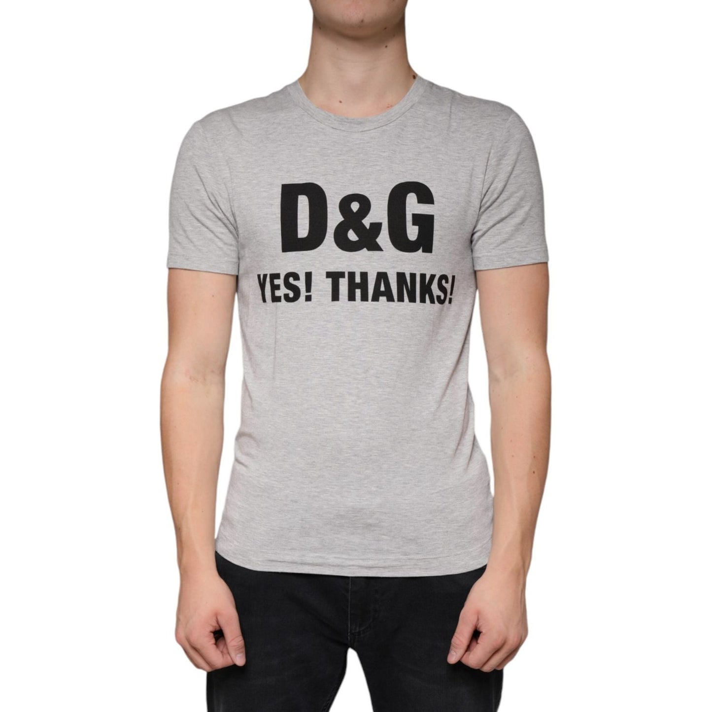 Dolce & Gabbana Gray Logo Print Crewneck Short Sleeve T-shirt Dolce & Gabbana