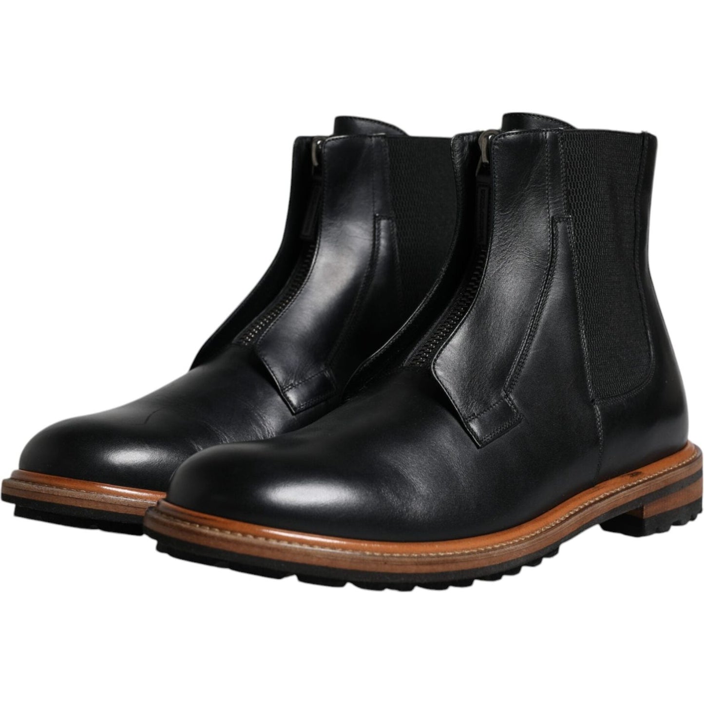 Dolce & Gabbana Black Leather Chelsea Mid Calf Men Boots Shoes Dolce & Gabbana