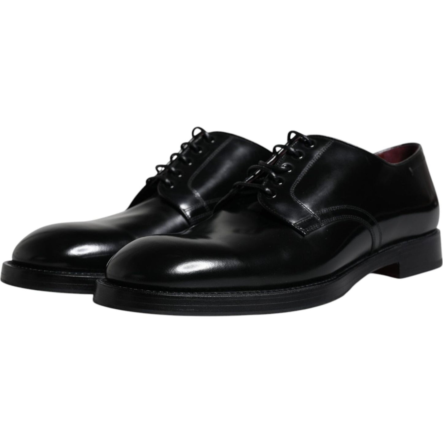 Dolce & Gabbana Black Leather Lace Up Men Derby Formal Shoes Dolce & Gabbana