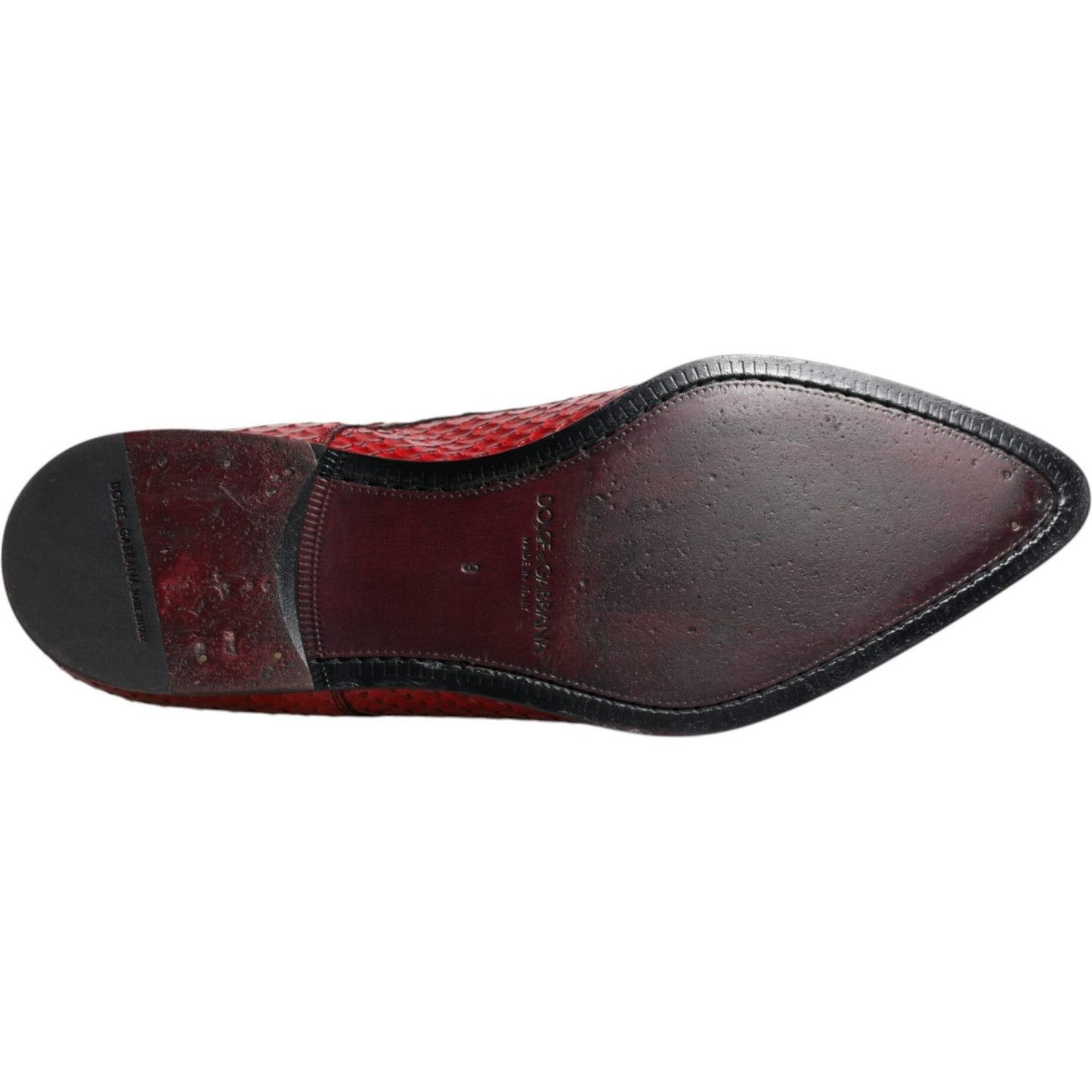 Dolce & Gabbana Red Textured Varnished Derby Men Formal Shoes Dolce & Gabbana