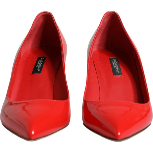 Dolce & Gabbana Red Patent Leather Kitten Heels Pumps Shoes Dolce & Gabbana