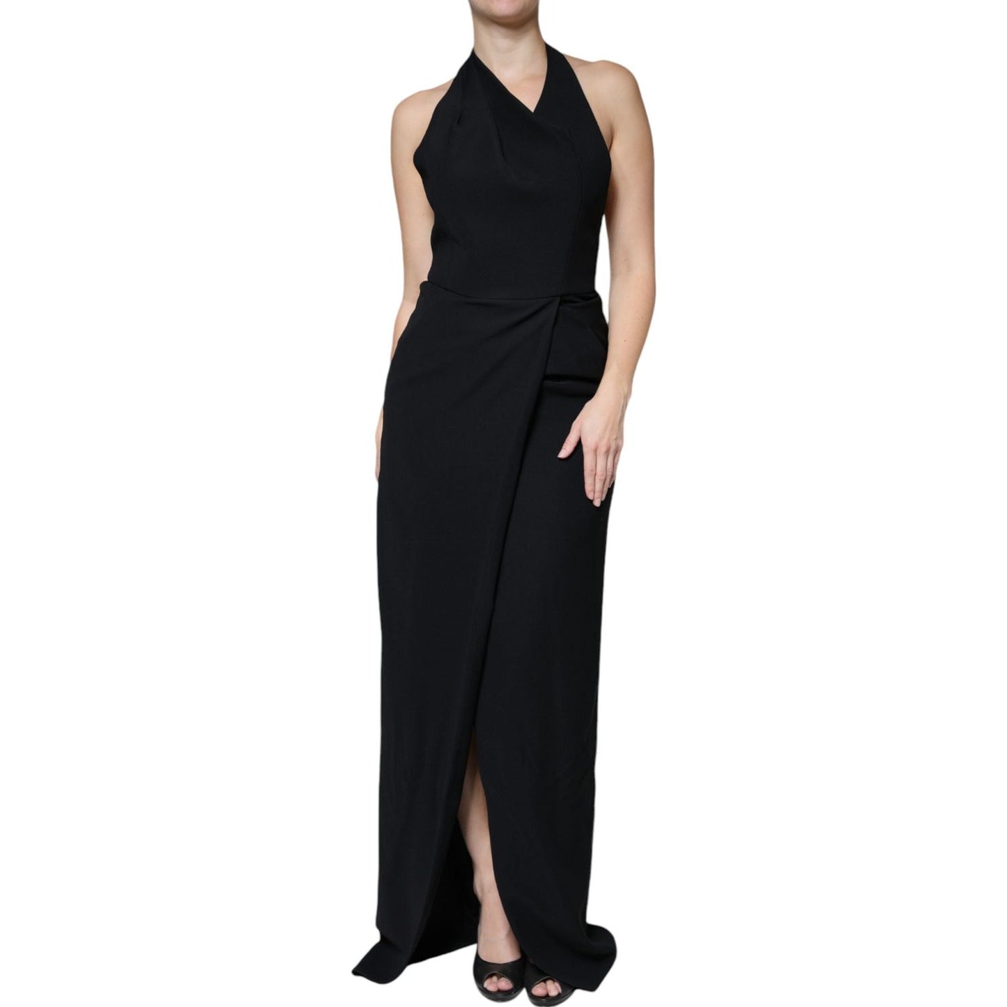 Emporio Armani Black Sleeveless Halter Sheath Long Gown Dress Emporio Armani Tan