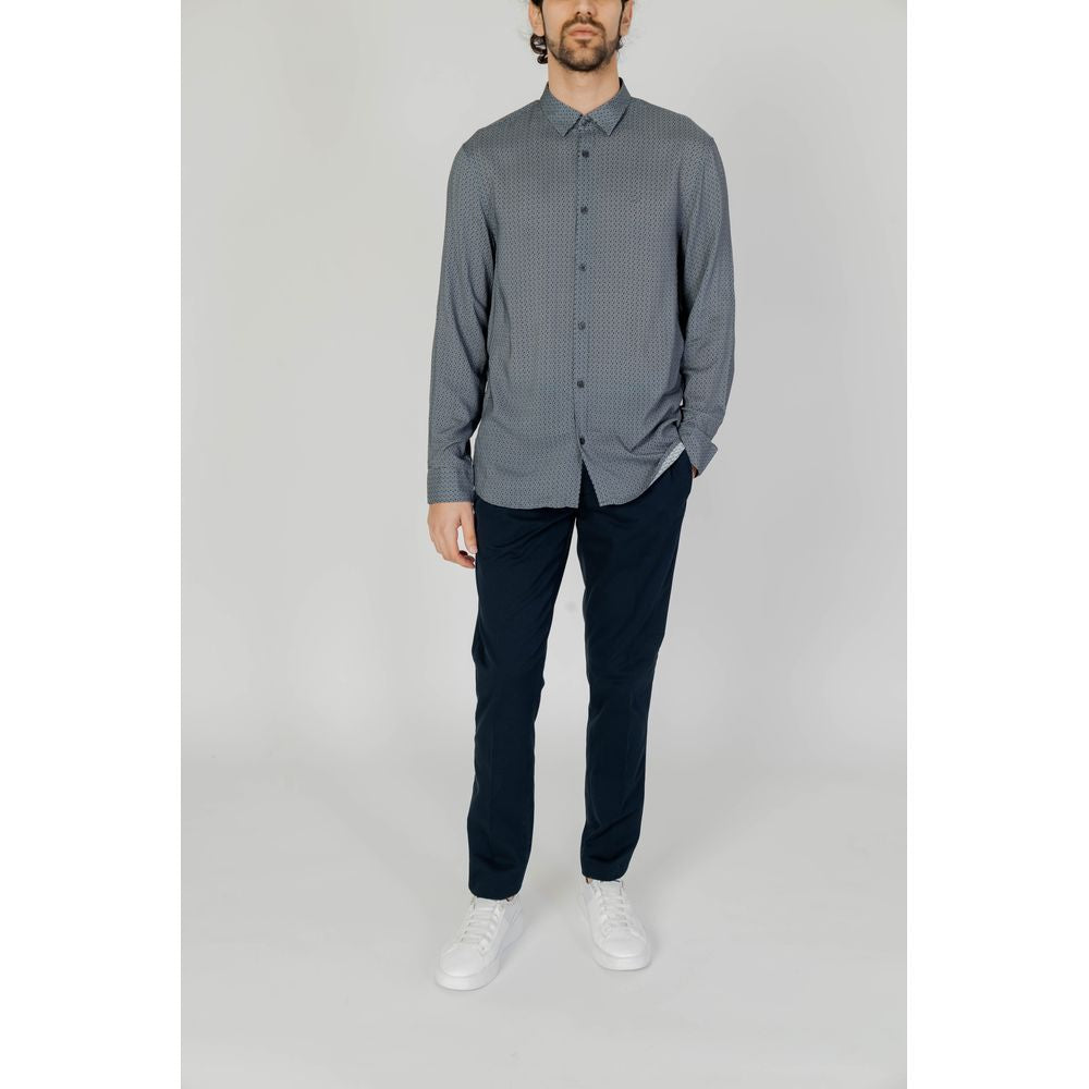 Armani Exchange Gray Viscose Pattern Shirt