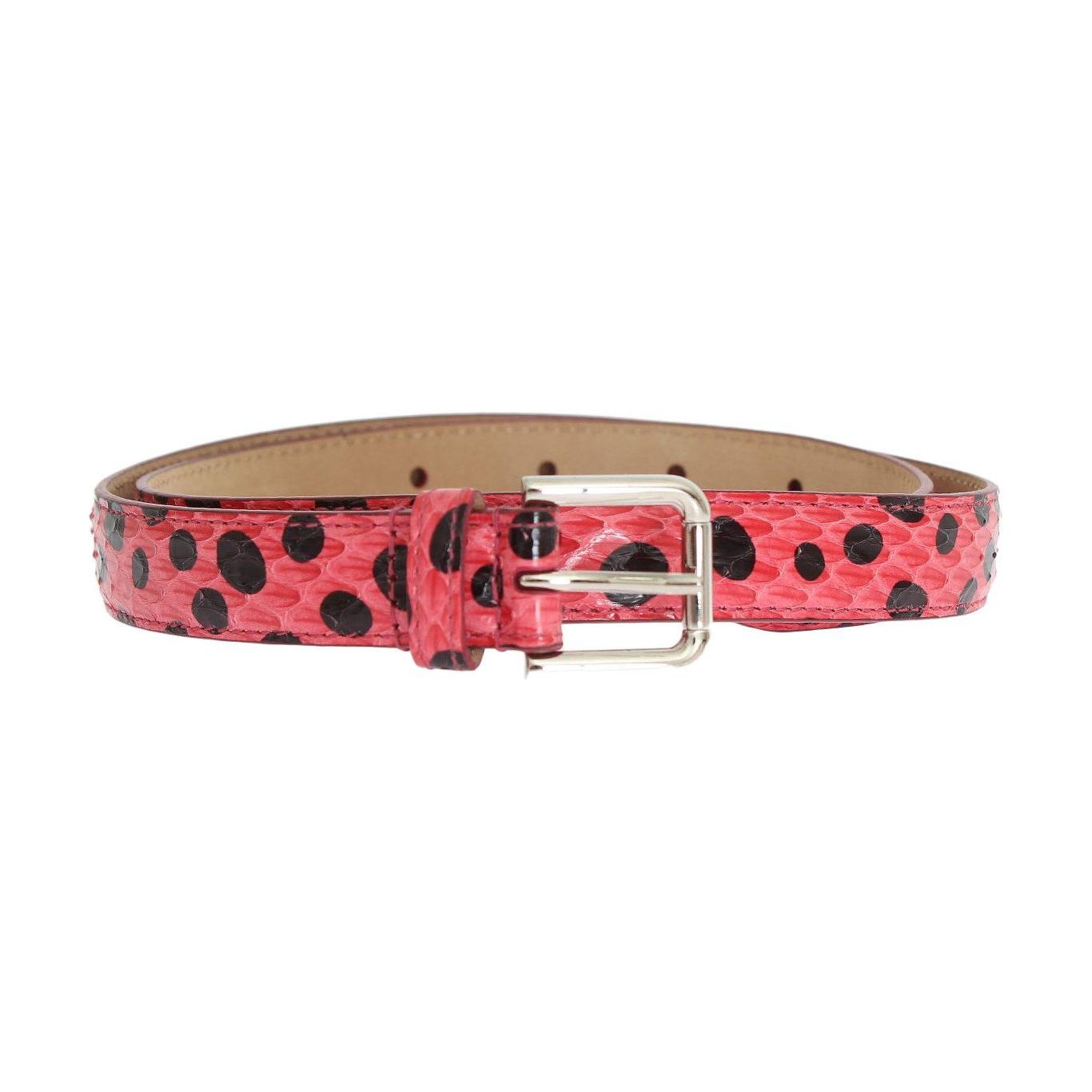 Dolce & Gabbana Pink Polka Snakeskin Silver Buckle Belt Dolce & Gabbana