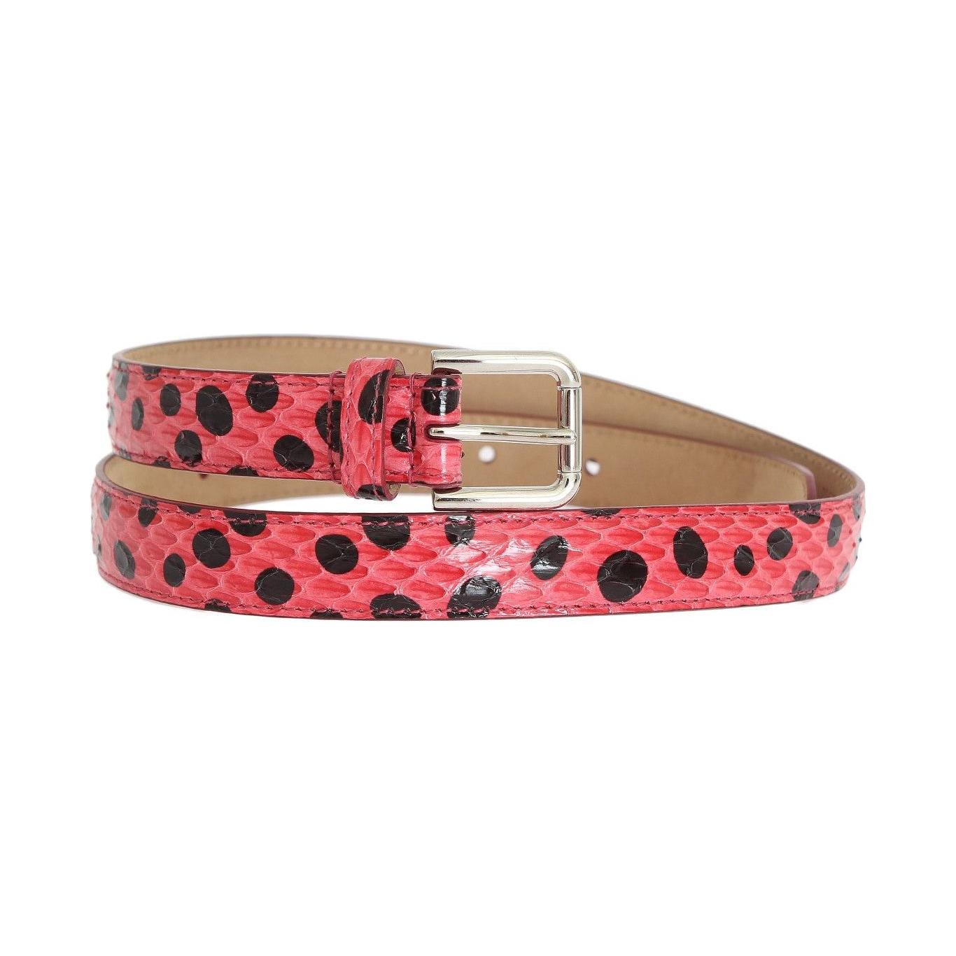 Dolce & Gabbana Pink Polka Snakeskin Silver Buckle Belt Dolce & Gabbana