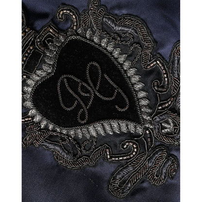 Dolce & Gabbana Blue Crown Heart Full Zip Men Bomber Jacket