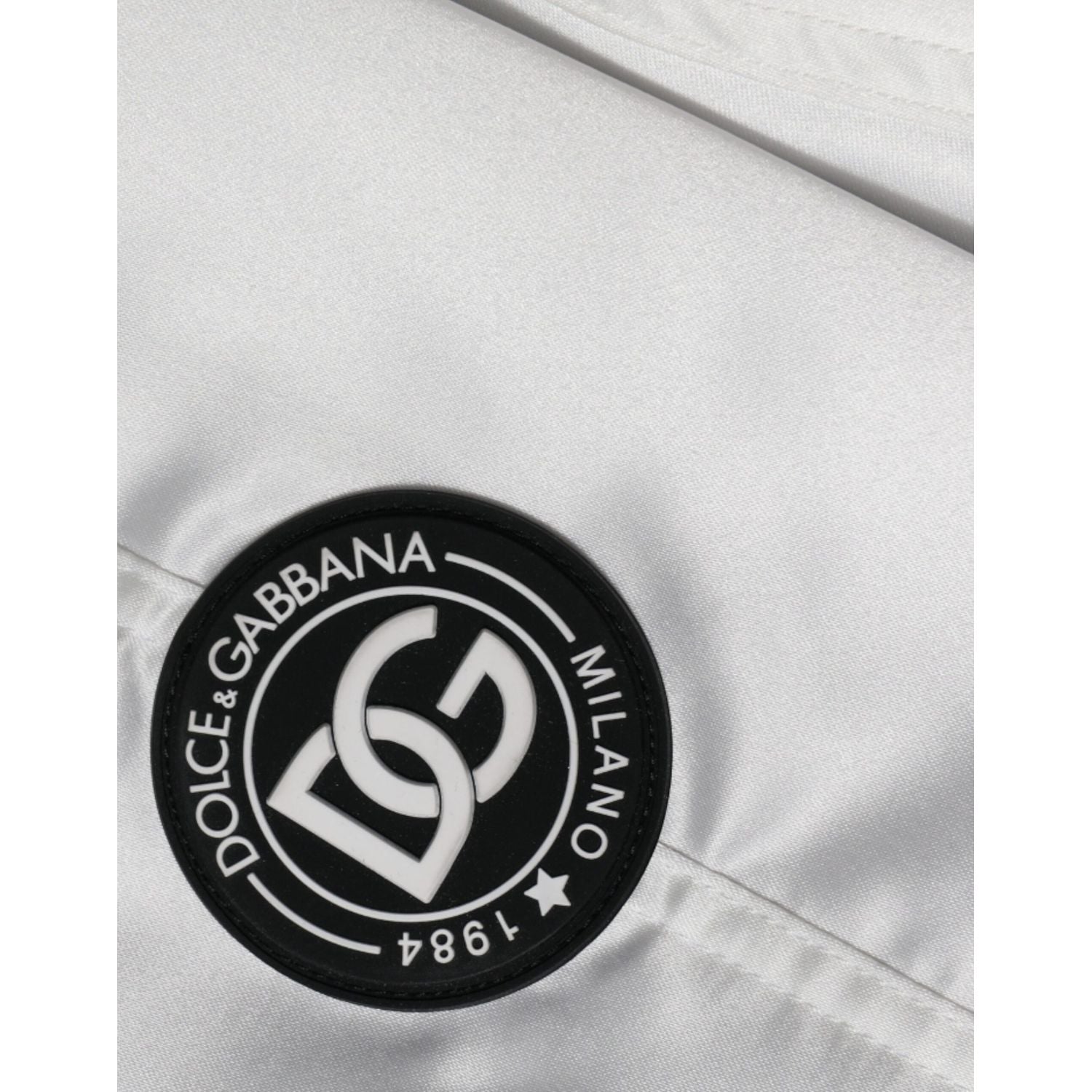 Dolce & Gabbana White Polyester Logo Full Zip Bomber Jacket