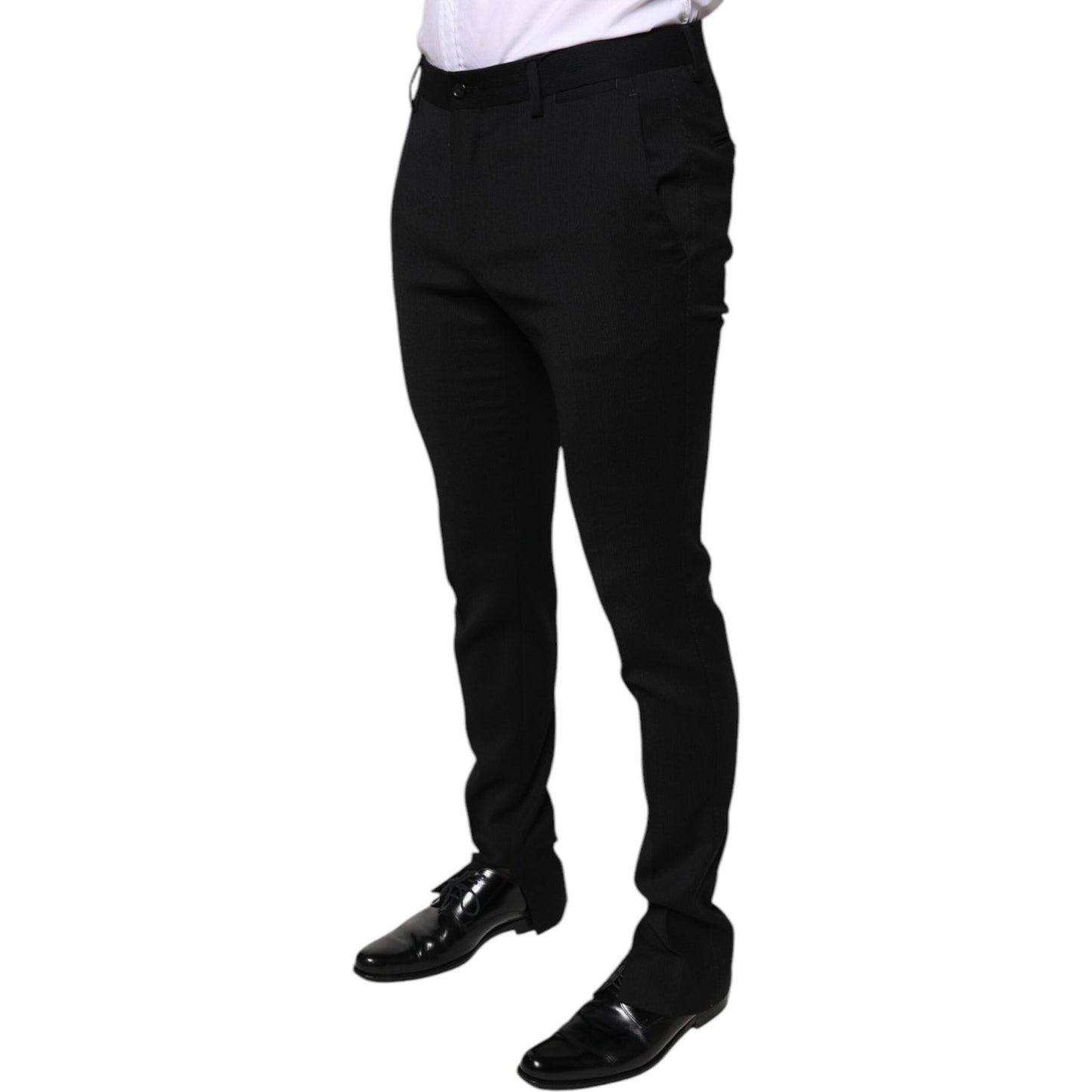 Dolce & Gabbana Black Wool Skinny Formal Dress Pants Dolce & Gabbana Black