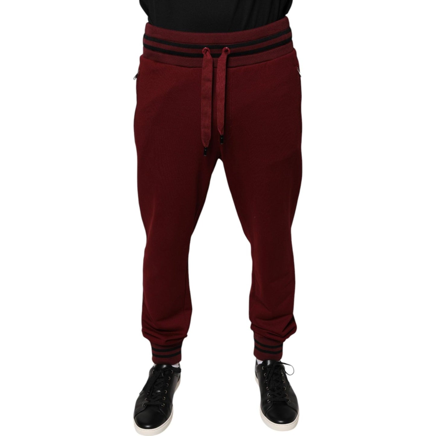 Dolce & Gabbana Dark Red Cotton Men Jogger Sweatpants Pants Dolce & Gabbana Black