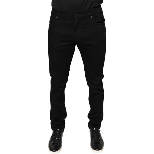 Dolce & Gabbana Black Cotton Stretch Skinny Men Denim Jeans Dolce & Gabbana Black