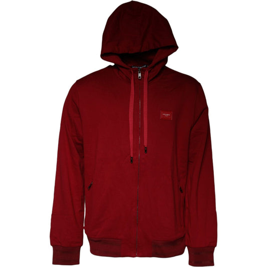 Dolce & Gabbana Red Logo Plaque Hooded Sweatshirt Sweater Dolce & Gabbana Dark Red