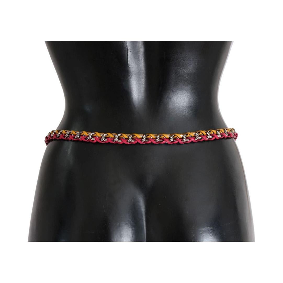 Dolce & Gabbana Red Yellow Leather Crystal Belt Dolce & Gabbana