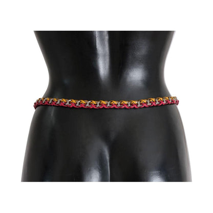 Dolce & Gabbana Red Yellow Leather Crystal Belt Dolce & Gabbana