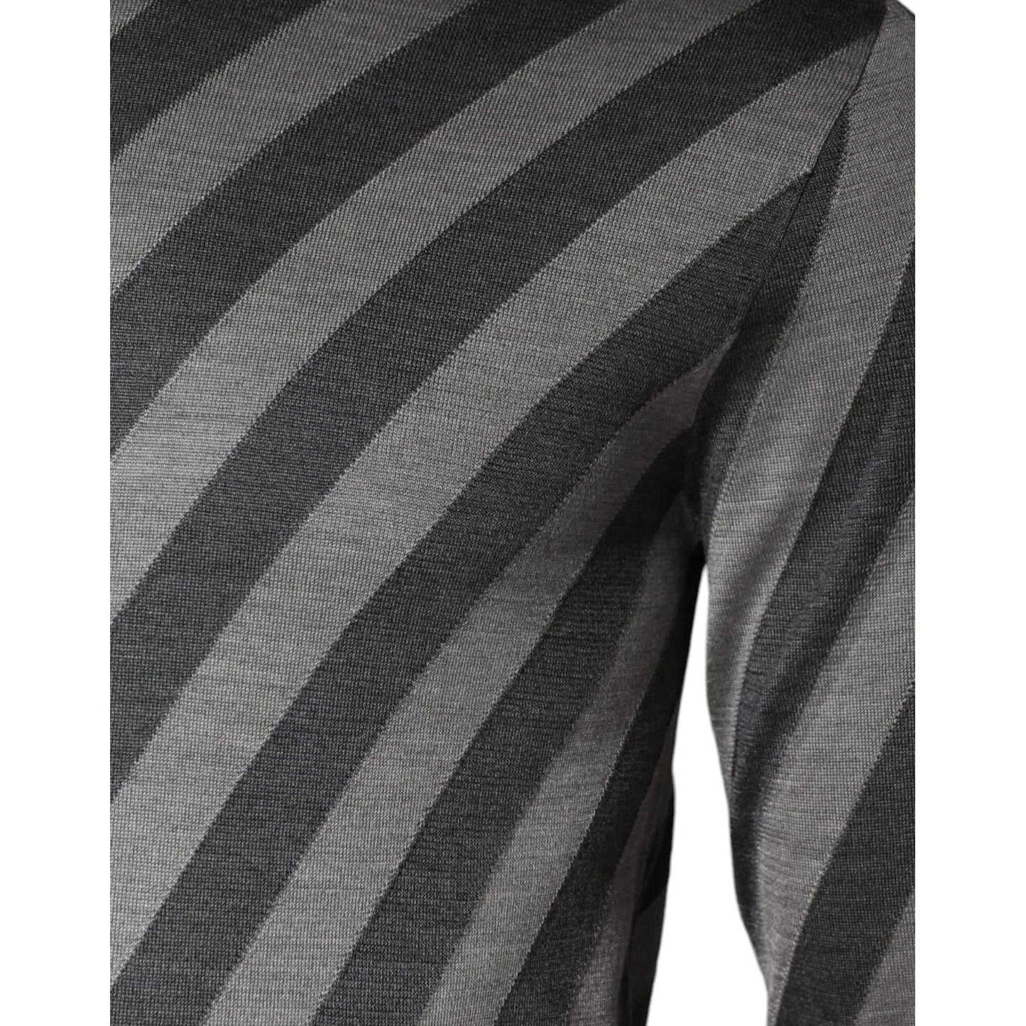 Dolce & Gabbana Gray Stripes Long Sleeve Round Neck Pullover Sweater