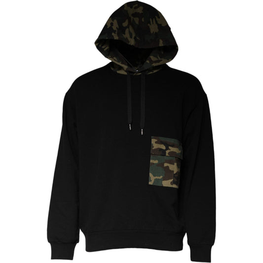 Dolce & Gabbana Black Camouflage Hooded Sweatshirt Sweater Dolce & Gabbana Black