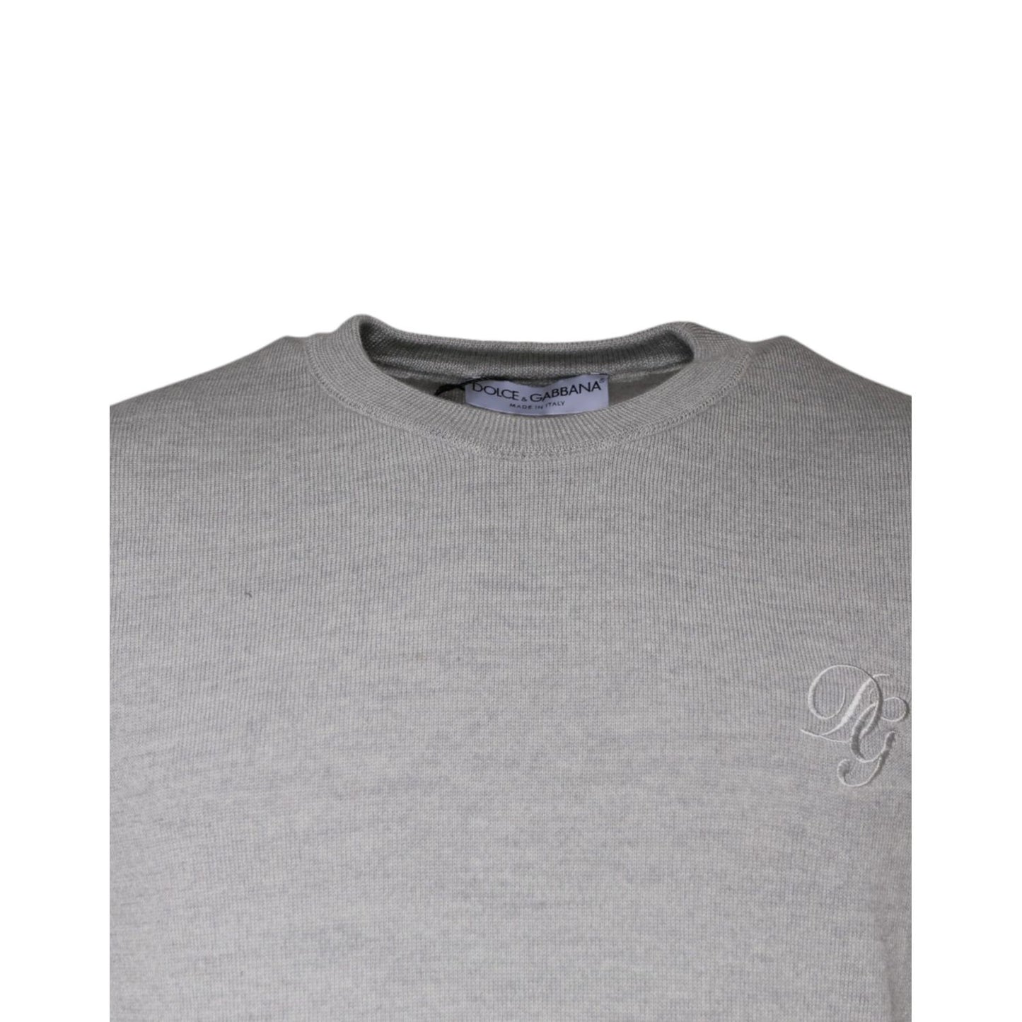 Dolce & Gabbana Light Gray Wool Crew Neck Pullover Sweater