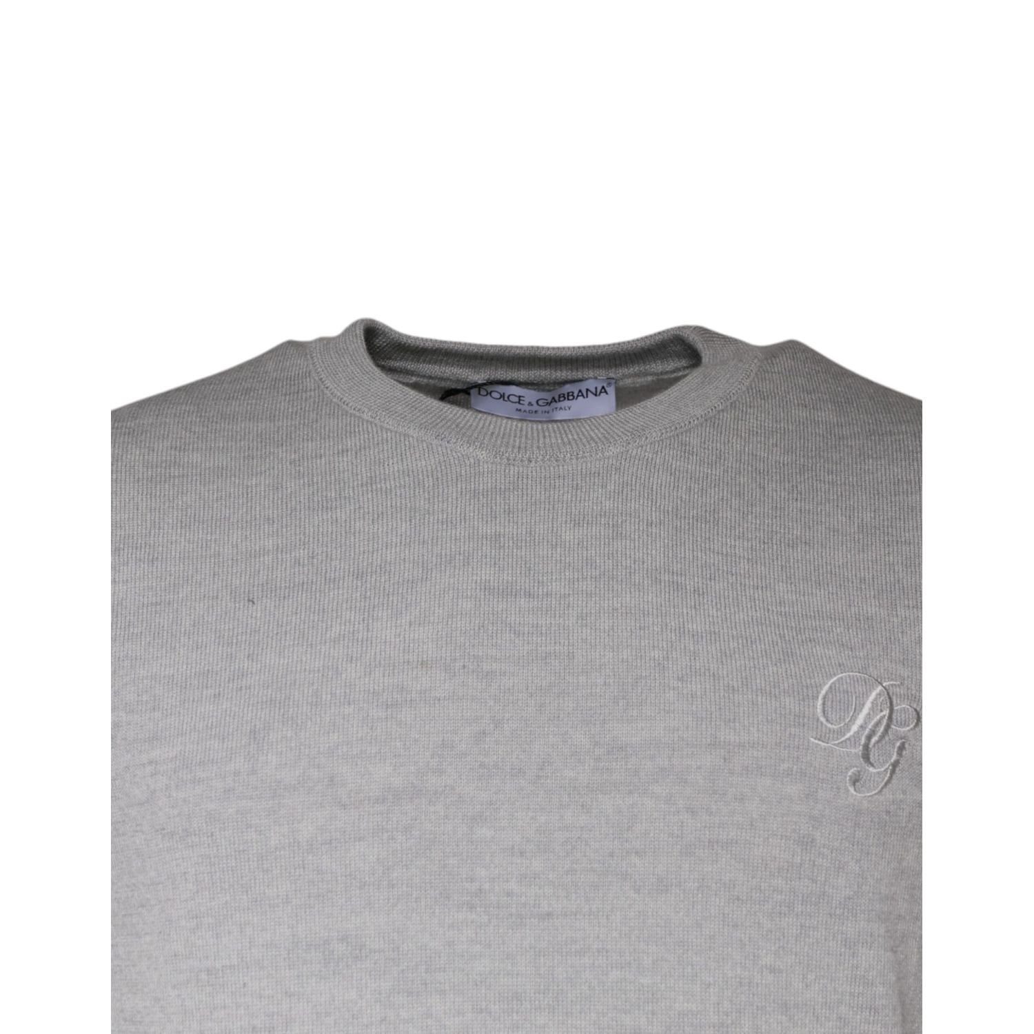 Dolce & Gabbana Light Gray Wool Crew Neck Pullover Sweater