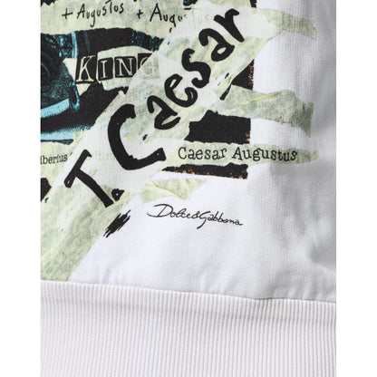Dolce & Gabbana White Caesar Cotton Hooded Pullover Sweater