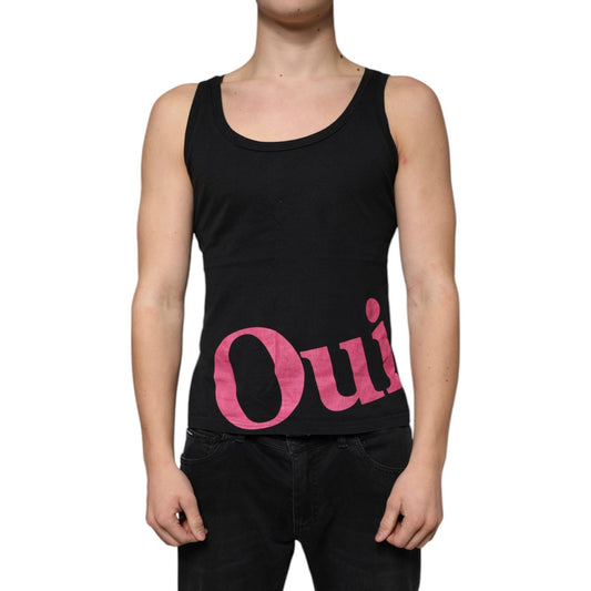 Dolce & Gabbana Black Cotton Tank Sleeveless Men T-shirt Dolce & Gabbana Rosy Brown
