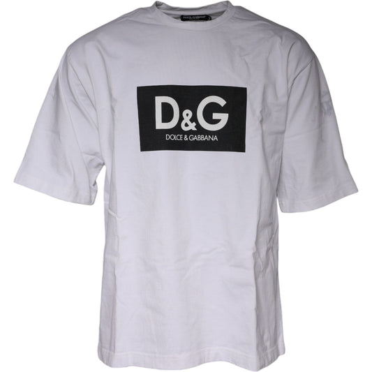 Dolce & Gabbana White Logo Print Cotton Crew Neck T-shirt Dolce & Gabbana Gray