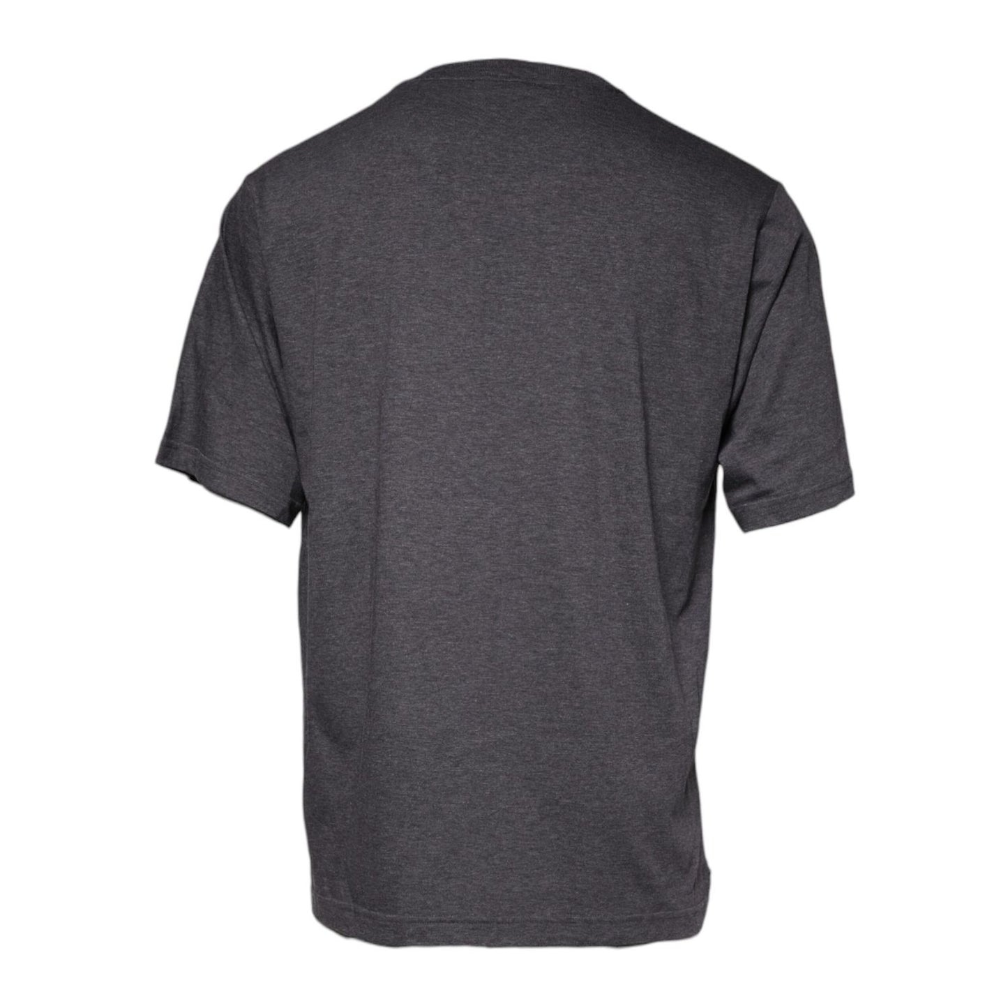 Dolce & Gabbana Gray Logo Patch Cotton Crew Neck T-shirt