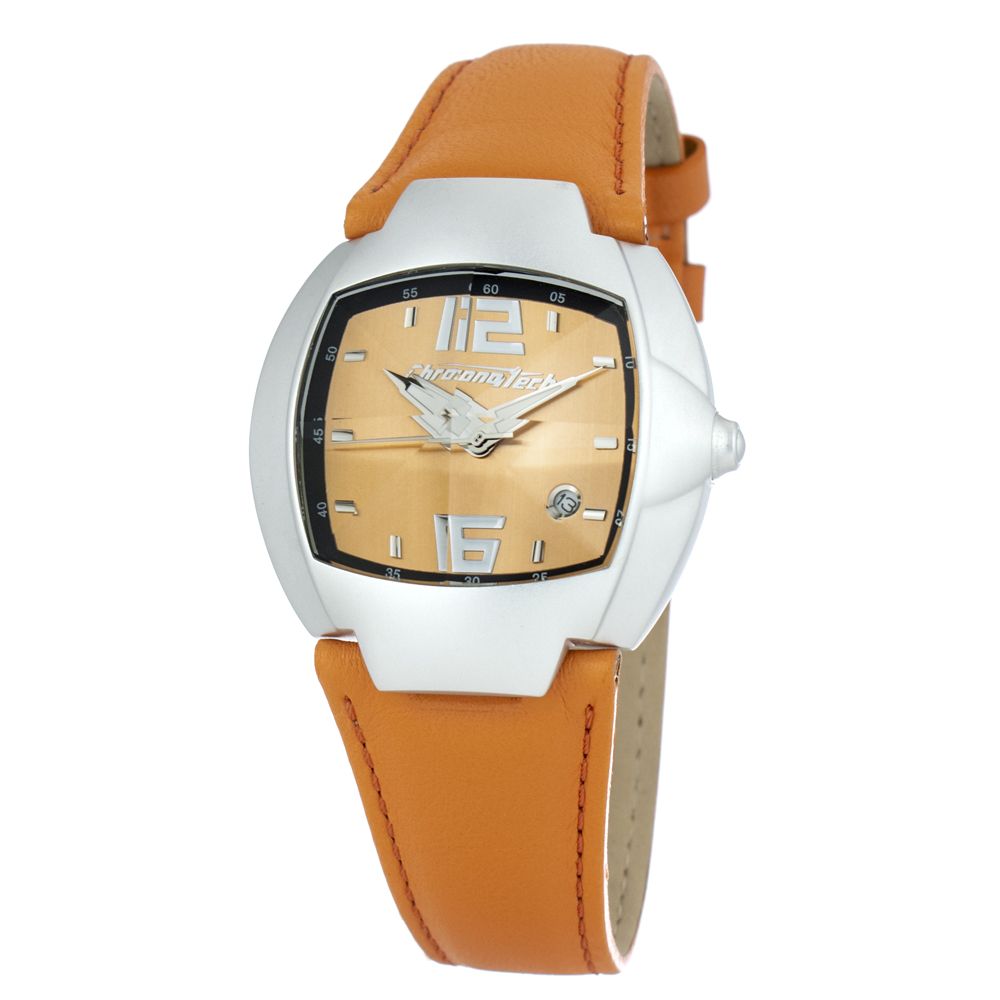 Chronotech Orange Leather Dress Watch Chronotech