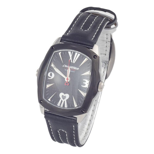 Chronotech Black Leather Watch Chronotech Dim Gray