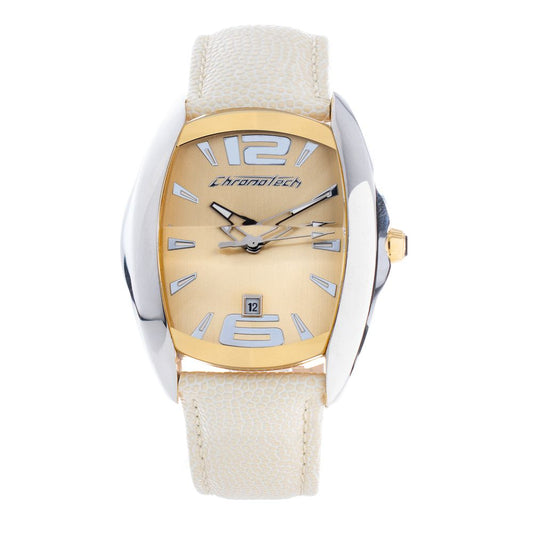 Chronotech Beige Leather Dress Watch