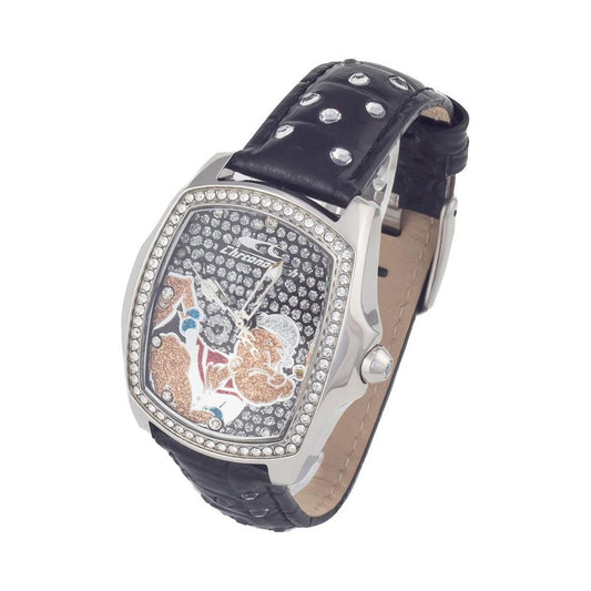 Chronotech Black Leather Watch Chronotech Gray