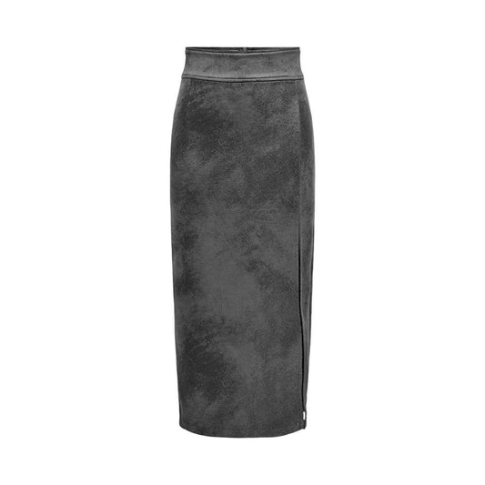 Only Gray Artificial Leather Skirt Only Dark Slate Gray