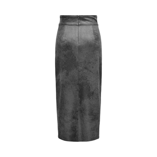 Only Gray Artificial Leather Skirt Only Dark Slate Gray
