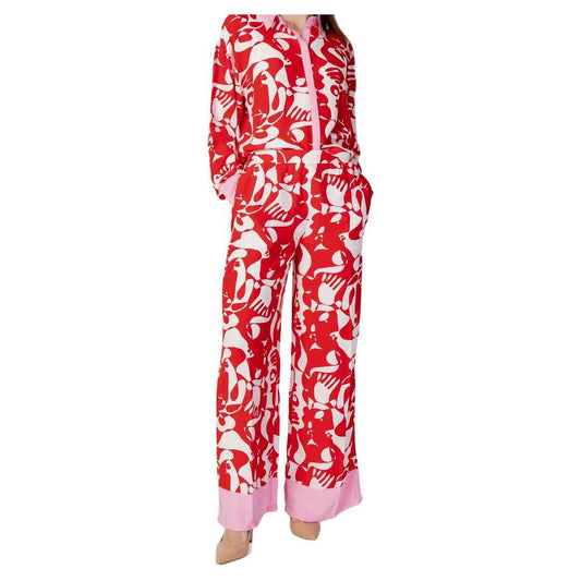 Vila Clothes Red Viscose Jeans & Pant Vila Clothes Firebrick