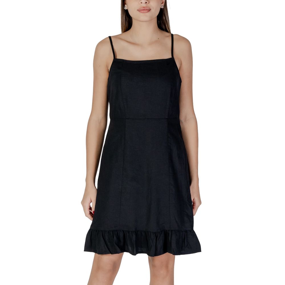 B.Young Black Linen Midi Dress 1728,71956299936,B.Young,Black,Clothing,Dresses - Clothing,Dresses - Women - Clothing,IT38|XS,IT40|S,Midi - Dresses - Clothing,New with tags,Women,Women - Clothing