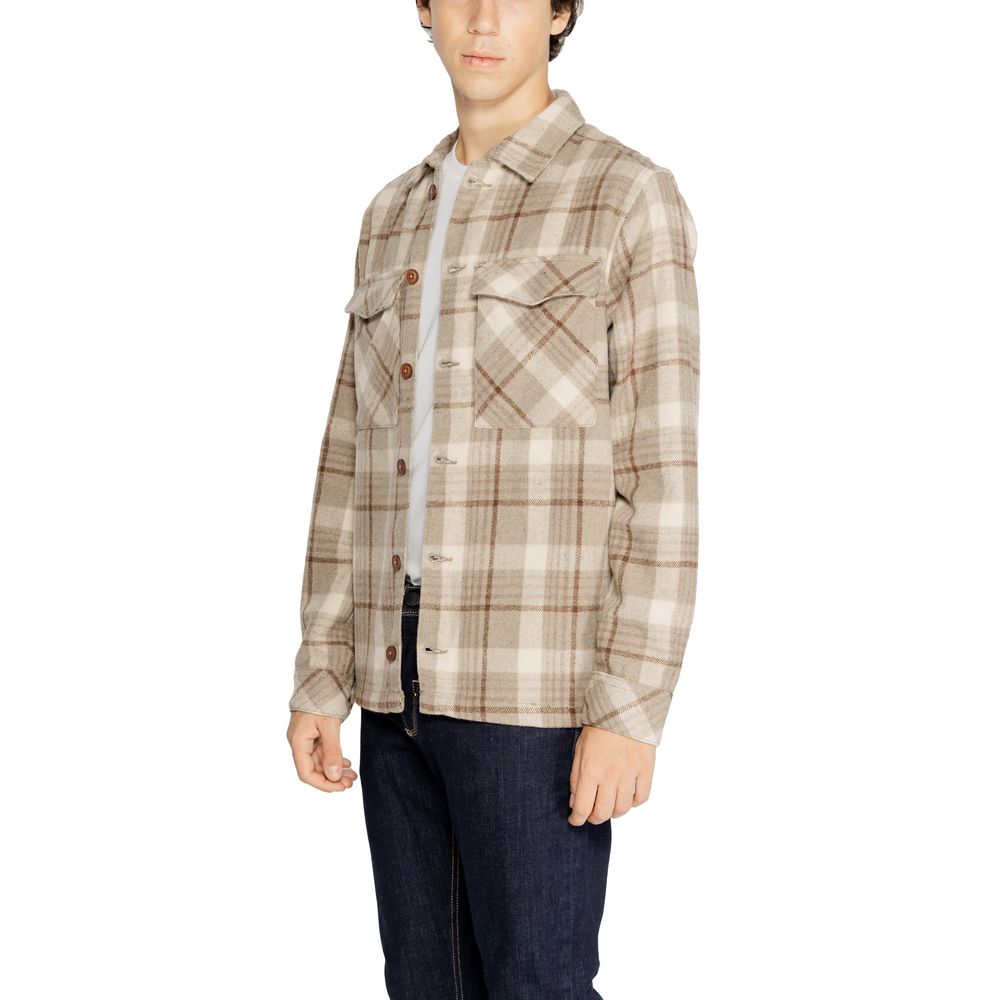 Hamaki-Ho Beige Polyester Pattern Shirt