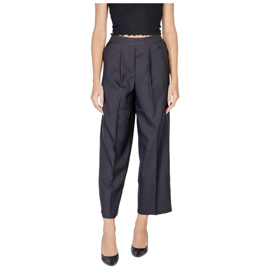 ICHI Black Polyester Casual Pants