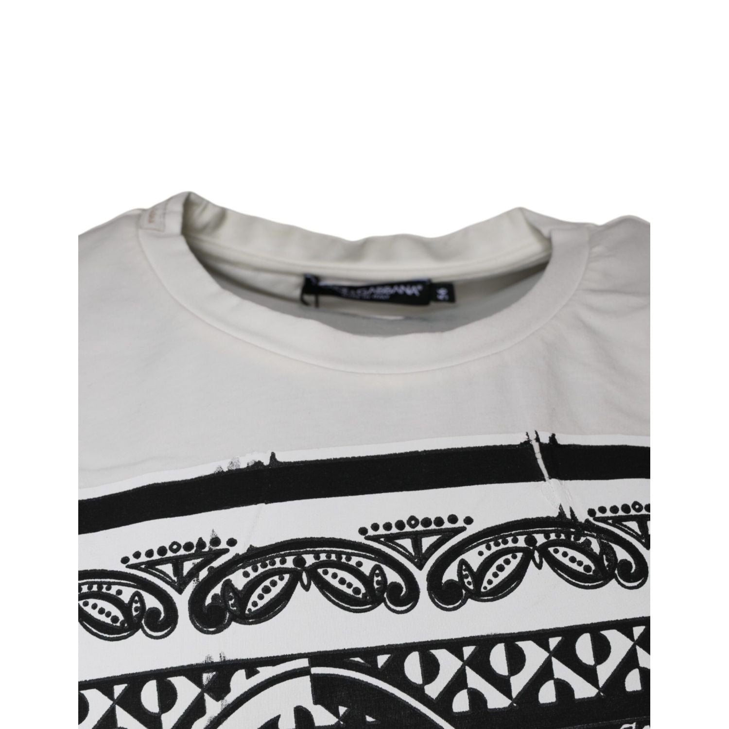 Dolce & Gabbana White Bandana Print Cotton Short Sleeves T-shirt
