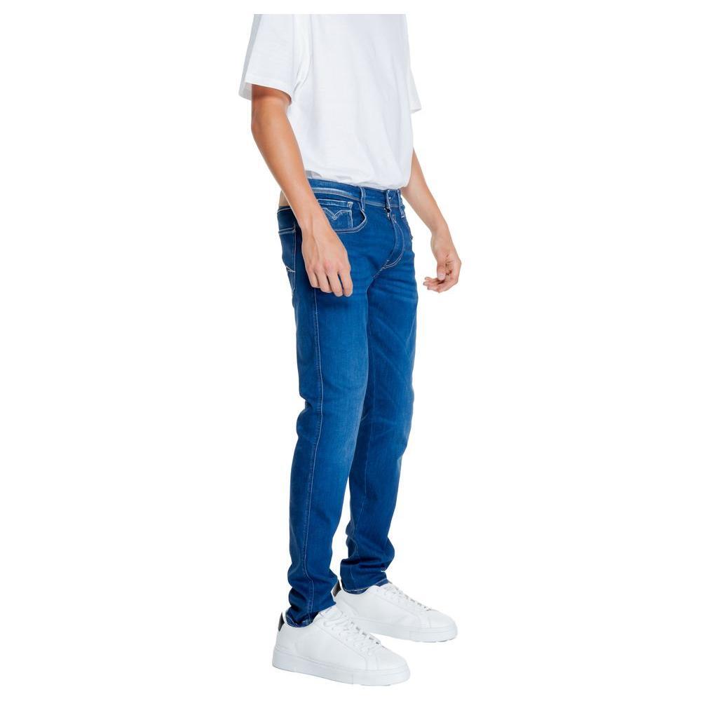 Replay Blue Cotton Relaxed Fit Jeans
