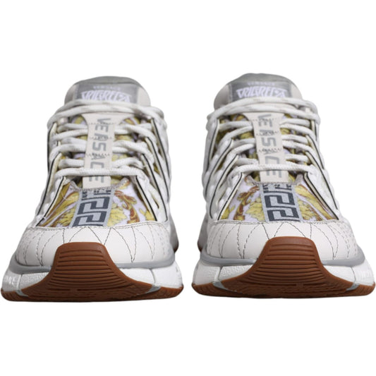 VersaceVersace White Trigreca Barocco Print Low Top Sneakers Shoes1728,67345645728,EU 36 | US 3,EU37/US4,EU39/US6,EU40/US7,Material: 65% PU 21% PES 14% CO,Men,New with tags,Sneakers - Men - Shoes,Versace,White