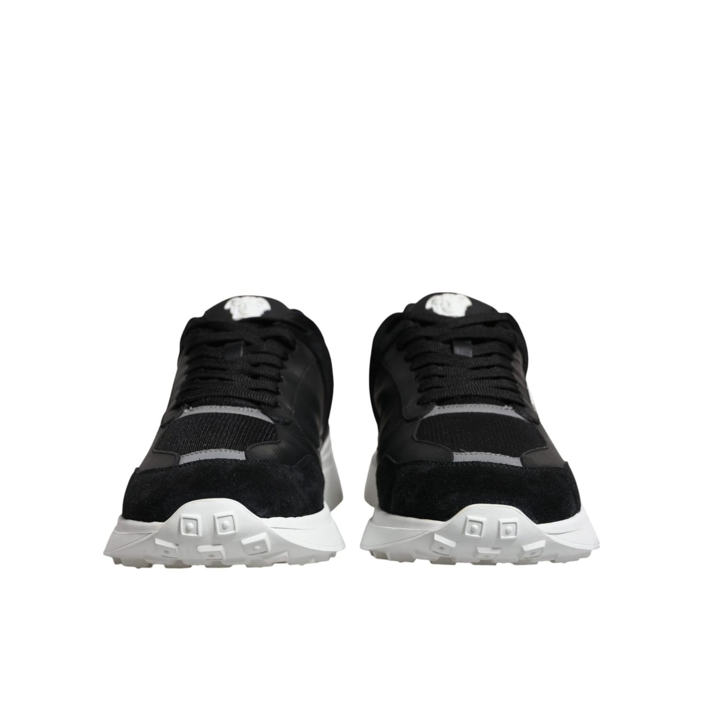 Versace Black Canvas Quad Fabric Medusa Low Top Sneaker Shoes