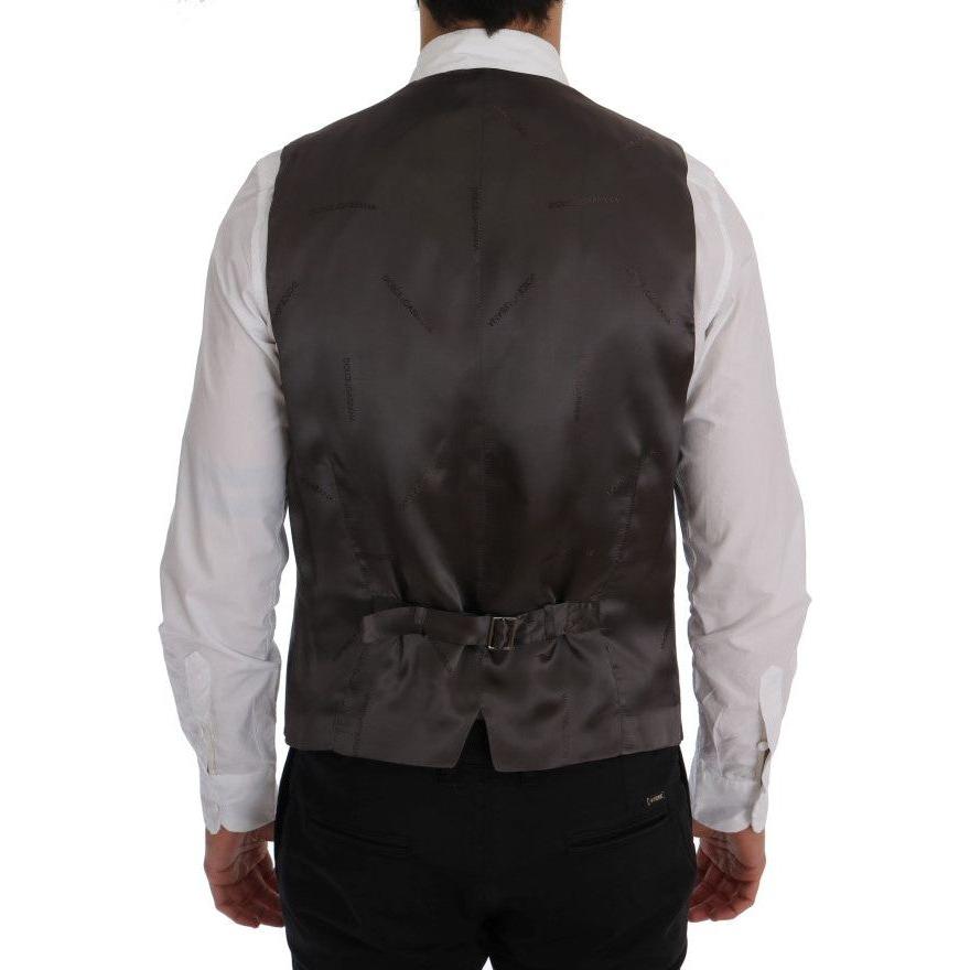 Dolce & Gabbana Gray STAFF Cotton Striped Vest