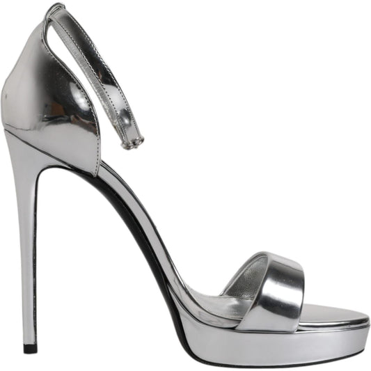 Dolce & Gabbana Silver KEIRA Heels Ankle Strap Sandals Shoes