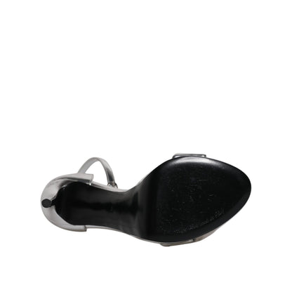 Dolce & Gabbana Silver KEIRA Heels Ankle Strap Sandals Shoes