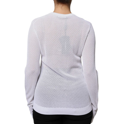 Dolce & Gabbana White Mesh See Through Long Sleeves Top