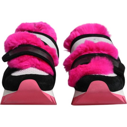 Dolce & GabbanaDolce & Gabbana Black Pink Fur Embellished Sneakers Shoes1728,67345645728,Dolce & Gabbana,EU35.5/US5,Material: 64% Calf Leather 35% Polyester 1% Nylon,Multicolor,Preowned / Defect,Sneakers - Women - Shoes,Women