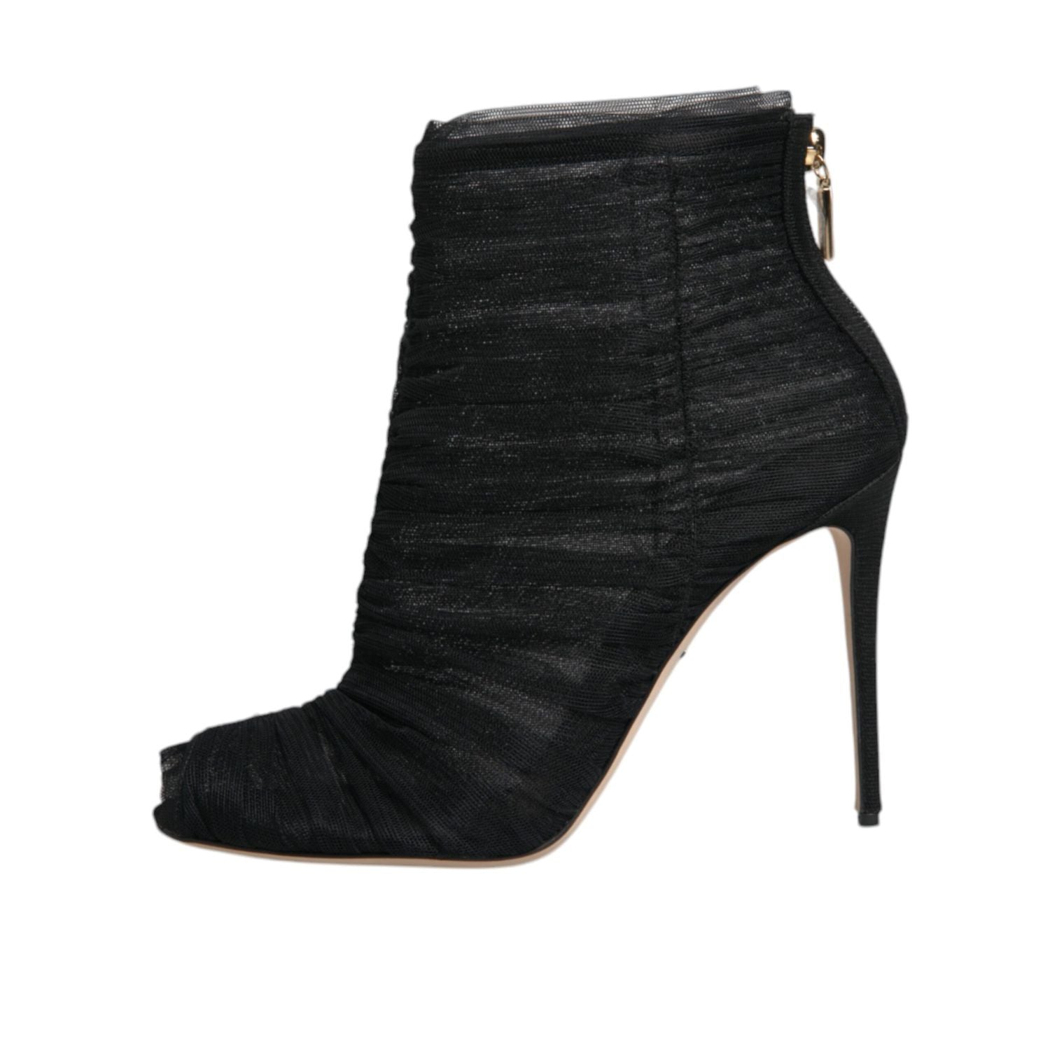 Dolce & Gabbana Black Mesh Stiletto Heels Ankle Boots Shoes