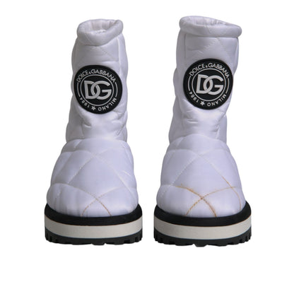 Dolce & Gabbana White Viscose Padded Mid Calf Boots Shoes