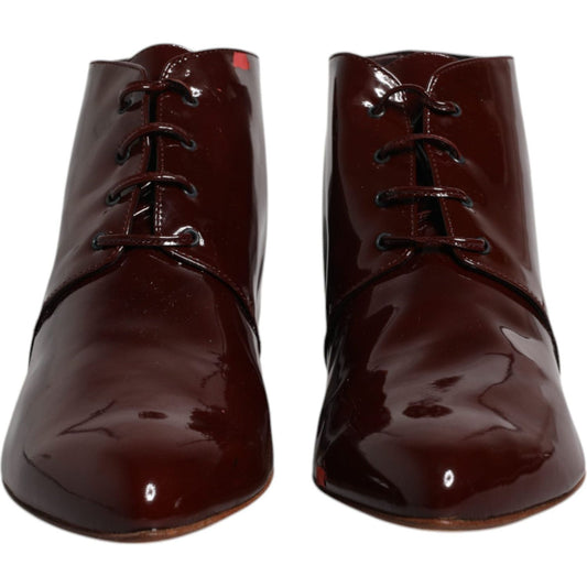 Dolce & GabbanaDolce & Gabbana Maroon Leather Lace Up Ankle Boots Shoes1728,67345645728,Boots - Women - Shoes,Dolce & Gabbana,EU39/US8.5,Maroon,Material: Leather,Preowned / Defect,Women
