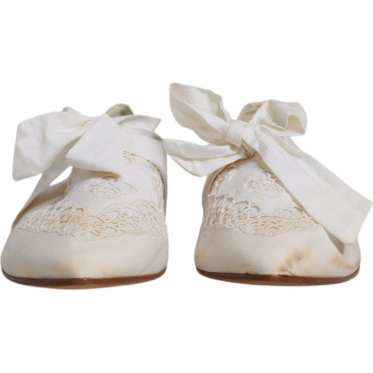 Dolce & GabbanaDolce & Gabbana White Ribbon Fabric Ballerina Flats Shoes1728,67345645728,Dolce & Gabbana,EU40/US9.5,Flat Shoes - Women - Shoes,Material: Fabric,Preowned / Defect,White,Women