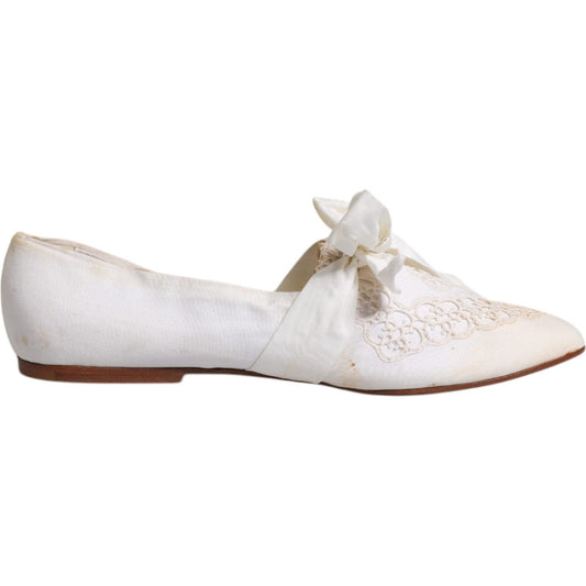 Dolce & GabbanaDolce & Gabbana White Ribbon Fabric Ballerina Flats Shoes1728,67345645728,Dolce & Gabbana,EU40/US9.5,Flat Shoes - Women - Shoes,Material: Fabric,Preowned / Defect,White,Women